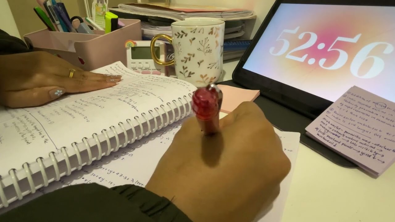 Study with Me 1 hour | Background noise, no music, no break | ASMR | real time | motivation