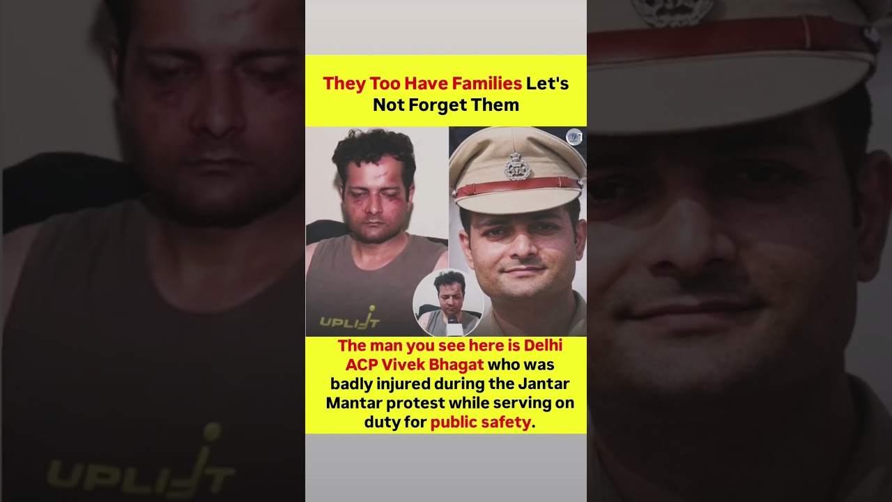 The man you see here is Delhi ACP Vivek Bhagat who was badly injured during the Jantar Mantar protes