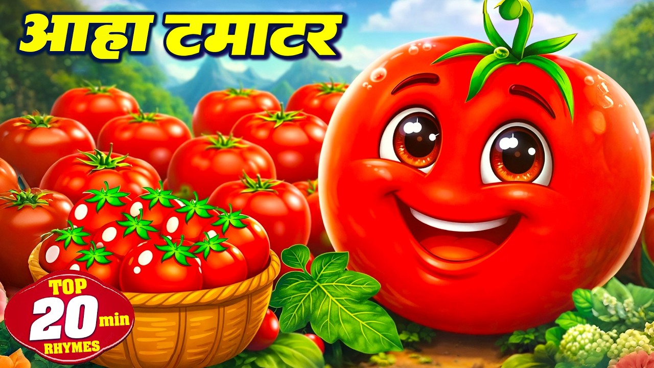 आहा टमाटर Aaha Tamatar Bade Mazedar | Hindi Rhymes | Kids Nursery Songs | Riya Rhymes