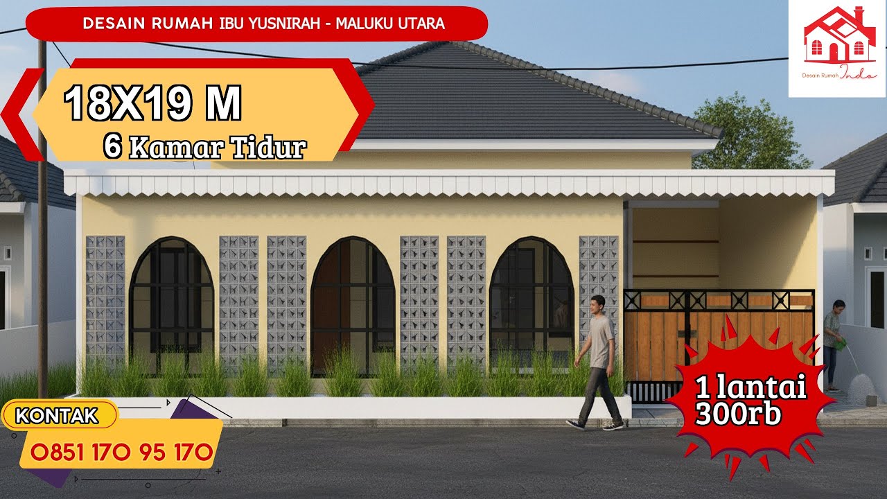 DESAIN RUMAH INDO MODEL MINIMALIS UKURAN 15 X 17M 1 LANTAI (Ibu Yusnirah Maluku Utara)