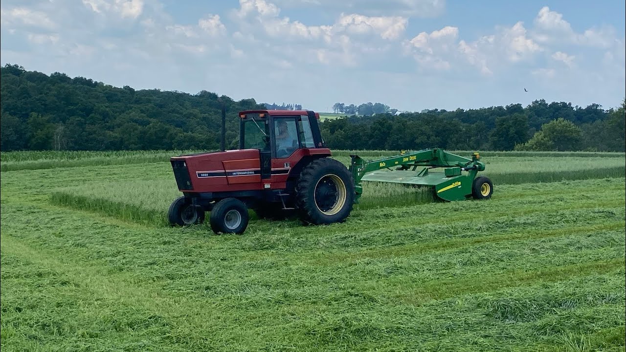 Cutting new seeding hay.