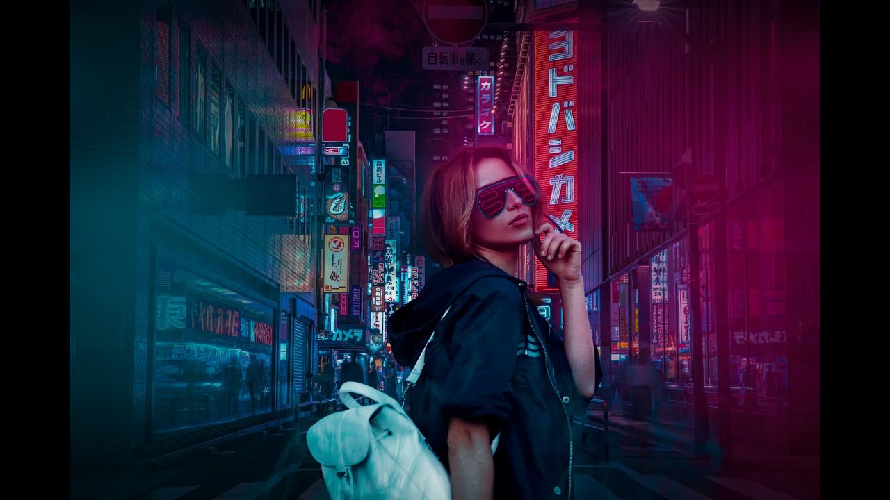 Retoque fotográfico estilo Cyberpunk en photoshop -  Pink&Blue Tokyo Retouching