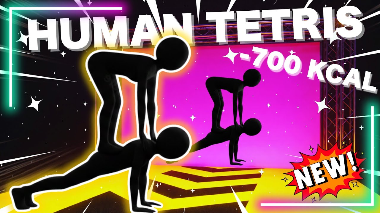 20-Min HUMAN TETRIS CO-OP | Immersive Interactive Warm Up -700 kcal | Can You Fit The Shape?