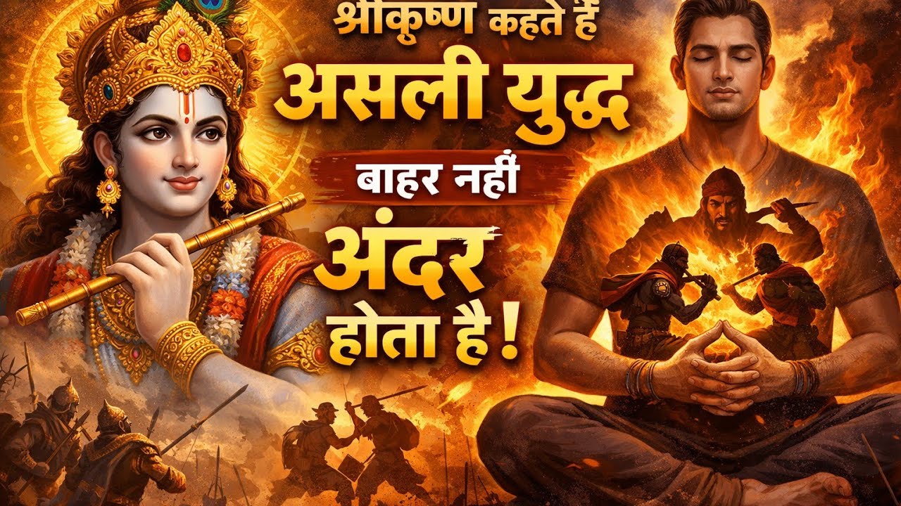  👉श्री कृष्ण कहते हैं असली यूध बाहर नही भीतर होता है✨️#inspirationalquotes#shortfeed#ytshort#youtube