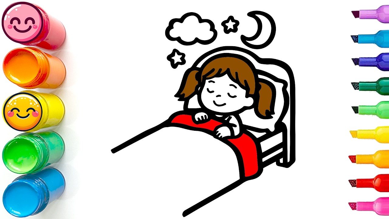 Drawing and Coloring a Cute Sleeping Girl | Easy Step by Step Drawing Tutorial