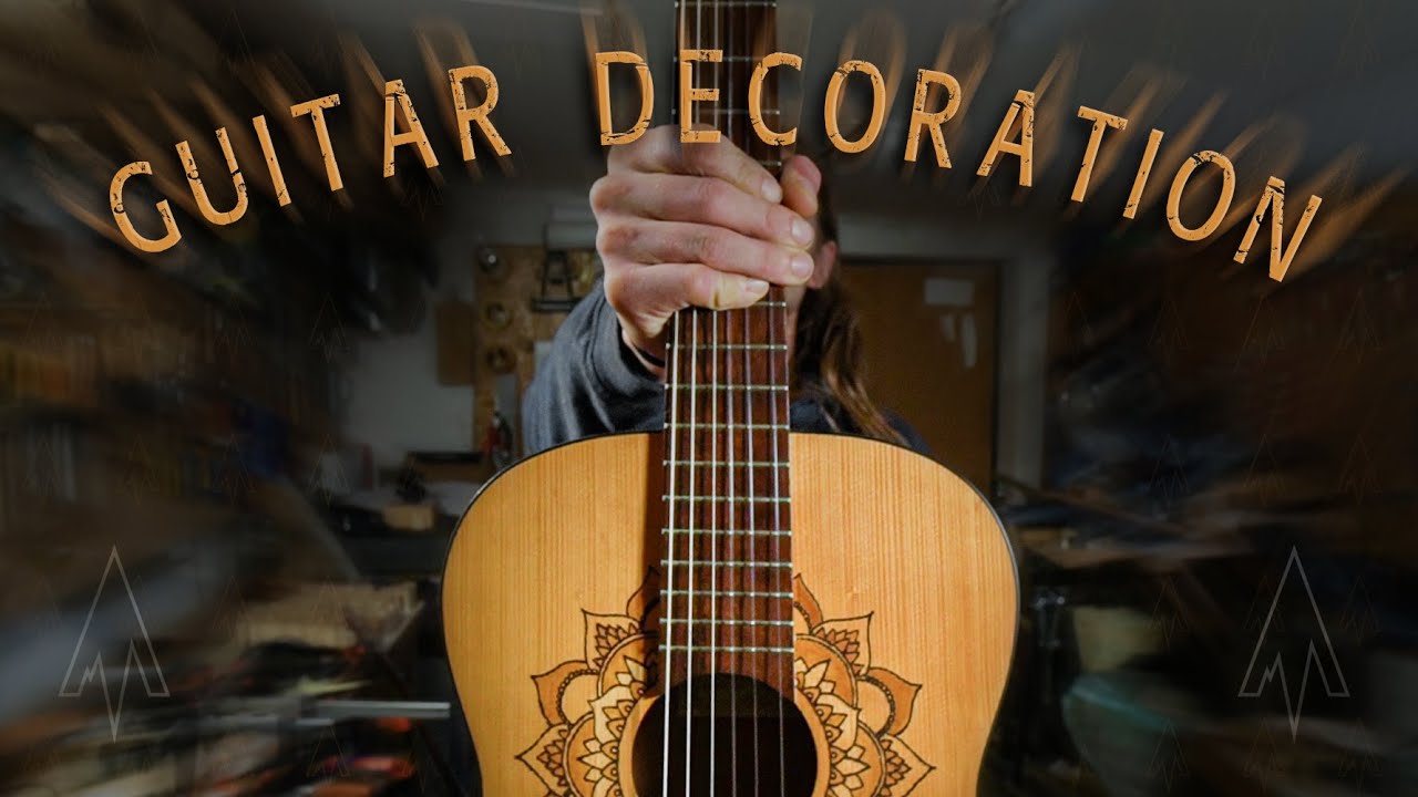 How to decorate a guitar -  vintage guitar decoration DIY timelapse video