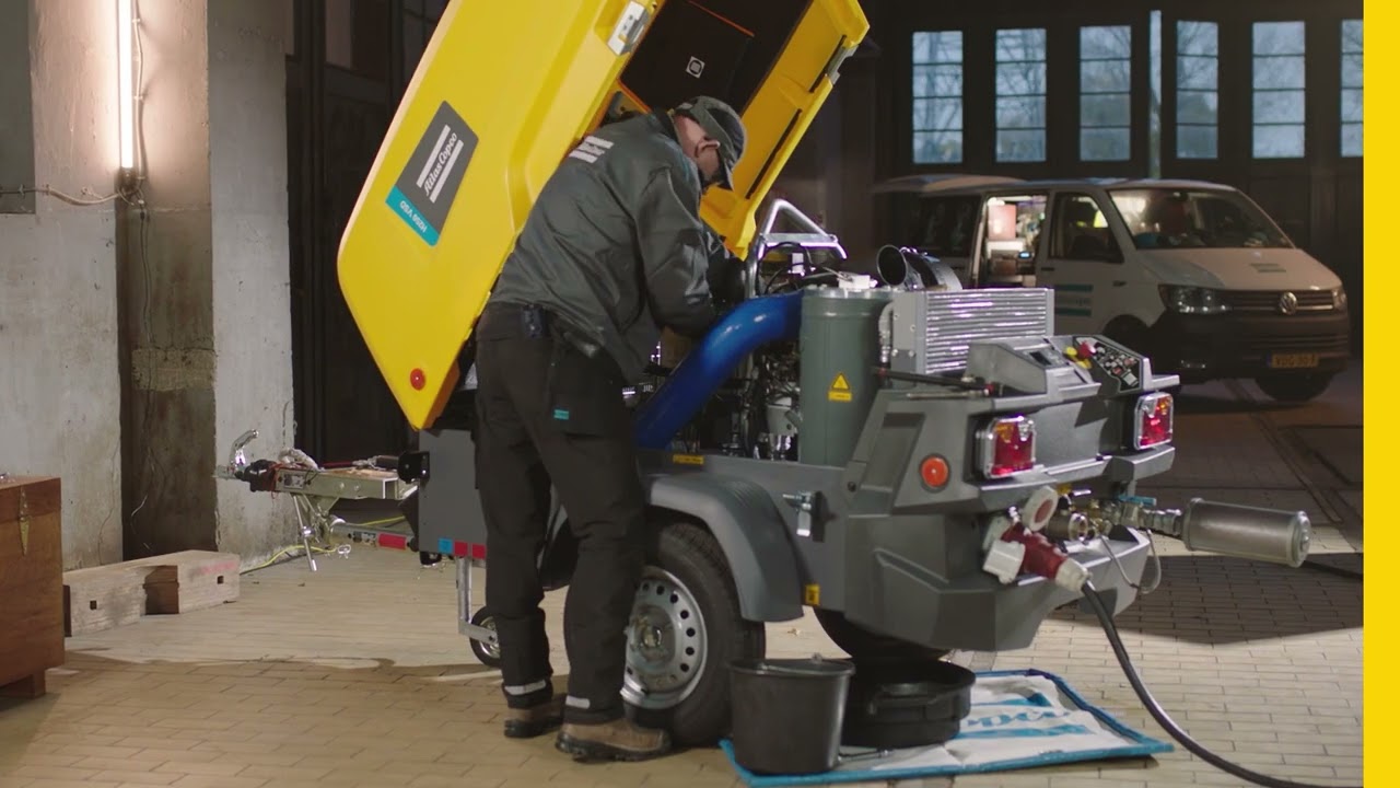 Service steps for Atlas Copco E Air H185 electric compressor Instructions for maintenance