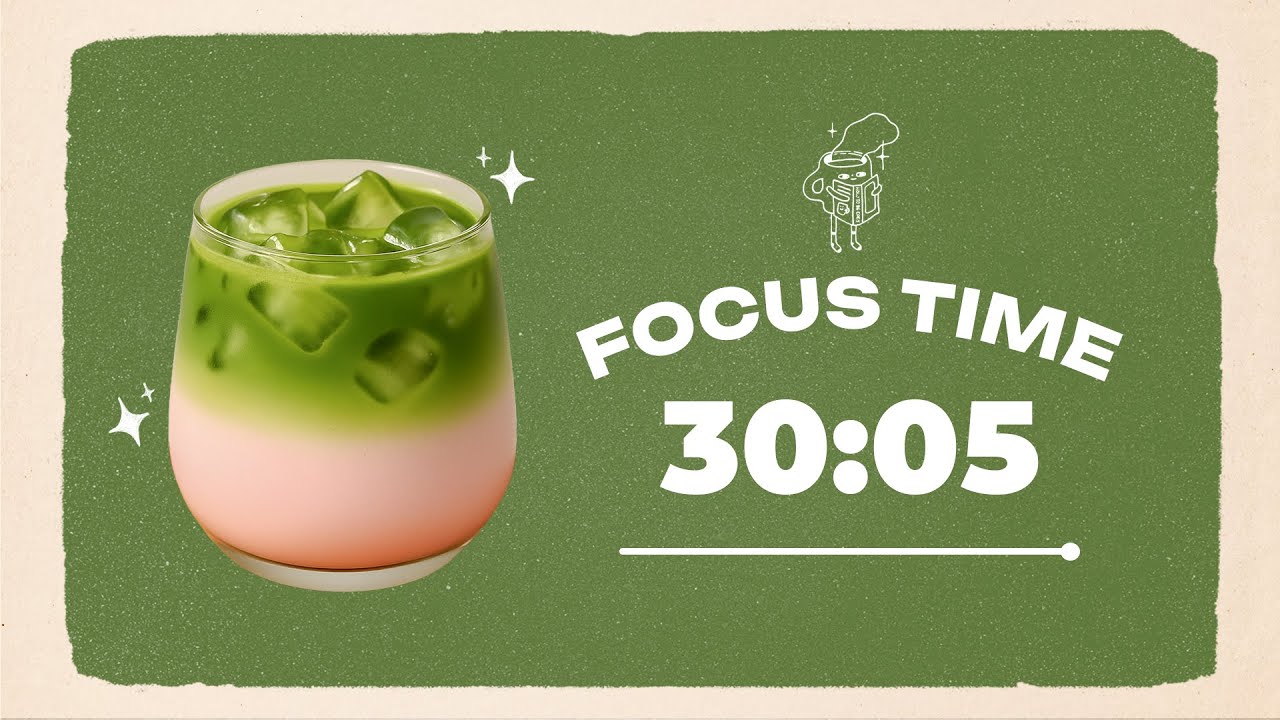 🍓 Study with Me | Matcha Strawberry Latte | 30/05 Pomodoro | Lofi Calm |  2 Hour Focus Session