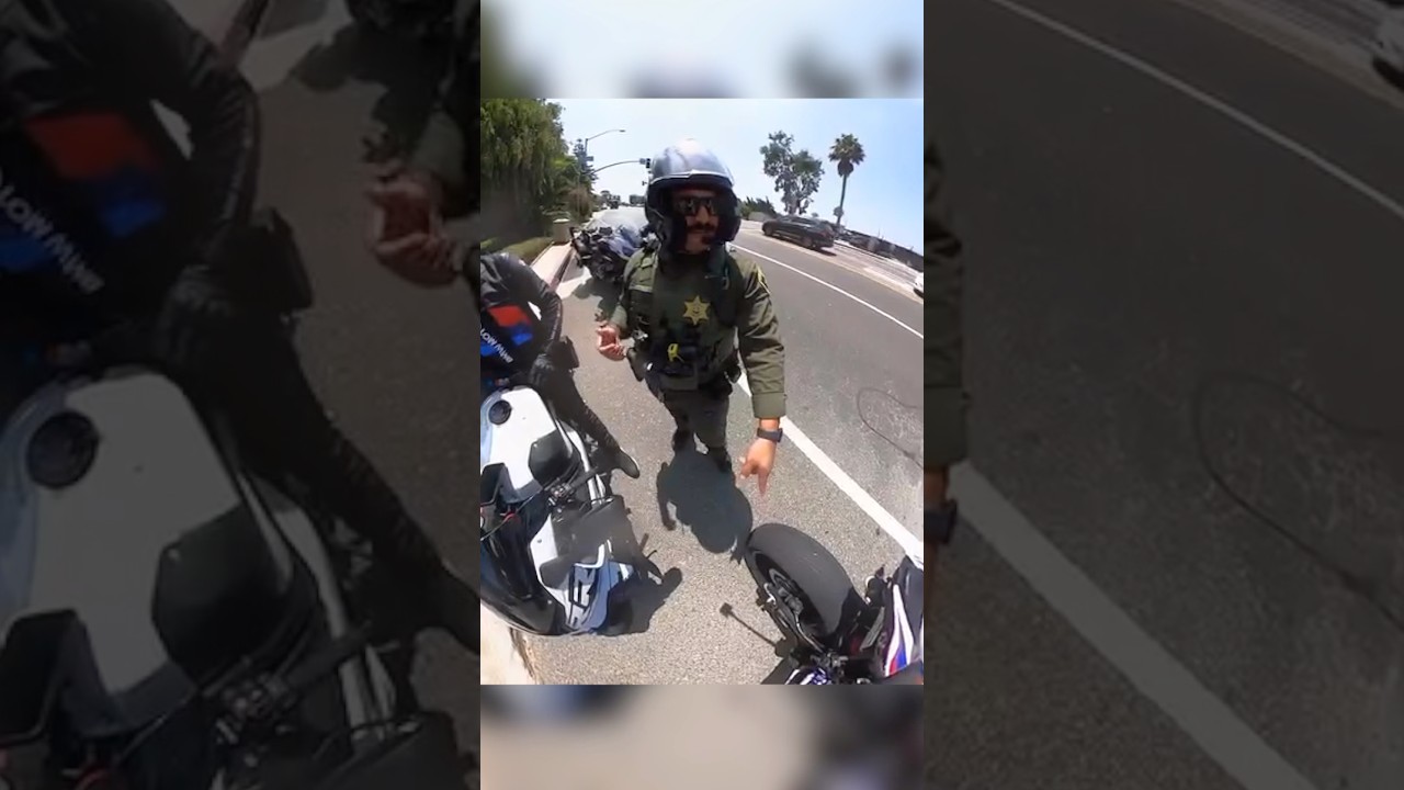Moto cop pulls over three bikers at once 🚨 (via 21s1krr/ig)