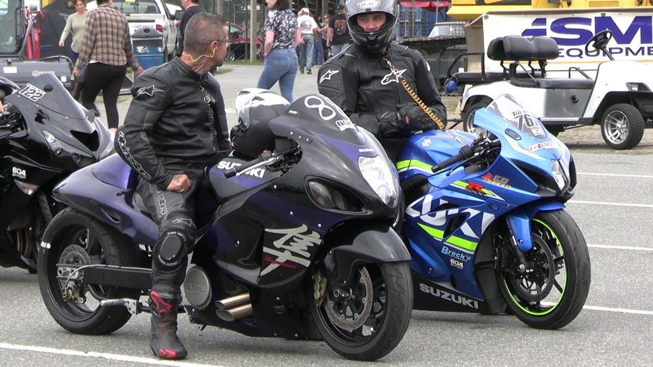 Turbo Hayabusa vs Nitro GSXR - 604 Street Legit motorbikes drag racing