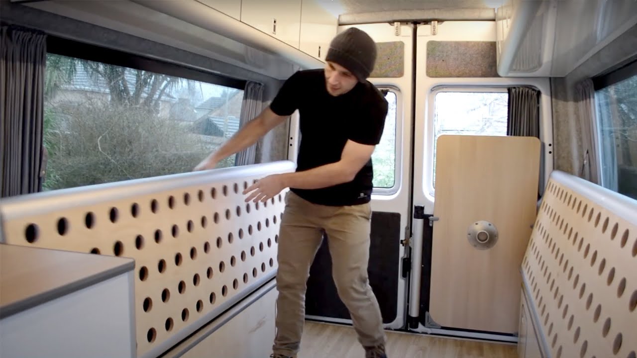 DIY 8 SEATER SPRINTER CAMPERVAN CONVERSION TOUR | Mercedes van folding bench seat double bed