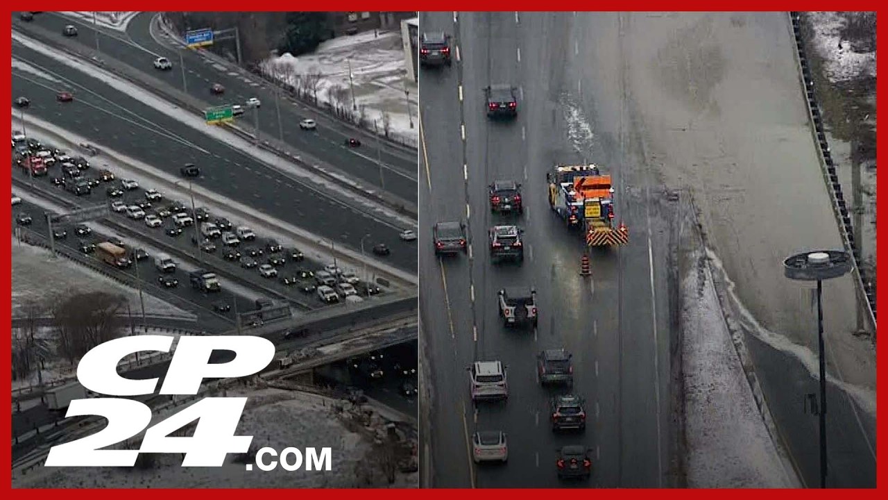 Traffic on the Gardiner Expressway improving following dual water main break