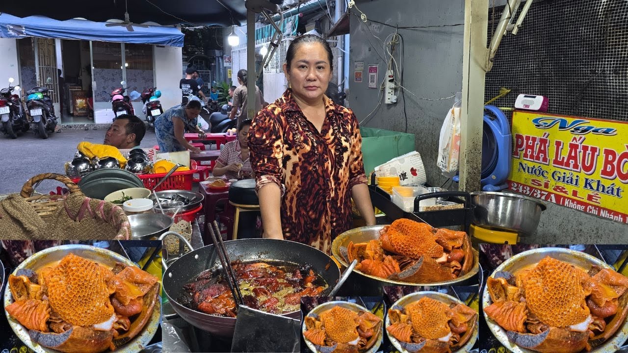 Tr&ugrave;m ph&aacute; lấu b&ograve; da beo S&agrave;i G&ograve;n cắt kh&ocirc;ng kịp những d&acirc;y ph&egrave;o non d&agrave;i l&ograve;ng th&ograve;ng cả m&eacute;t