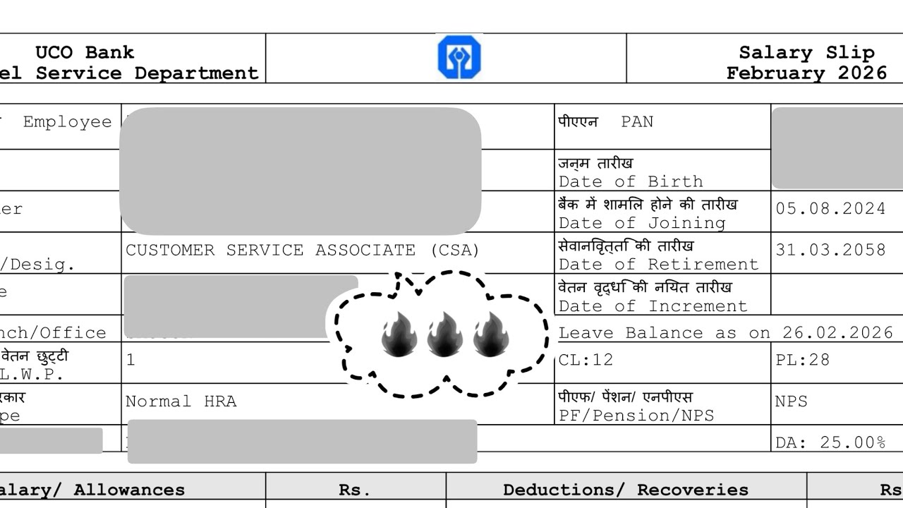 IBPS CLERK New Joinee Salary Slip And Allowances 2026