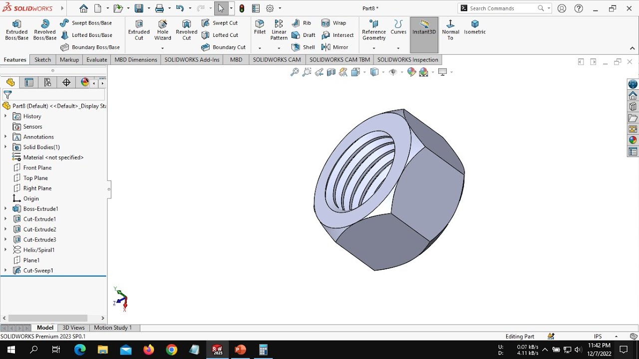 How to Sketch and Design a Nut Using Solidworks