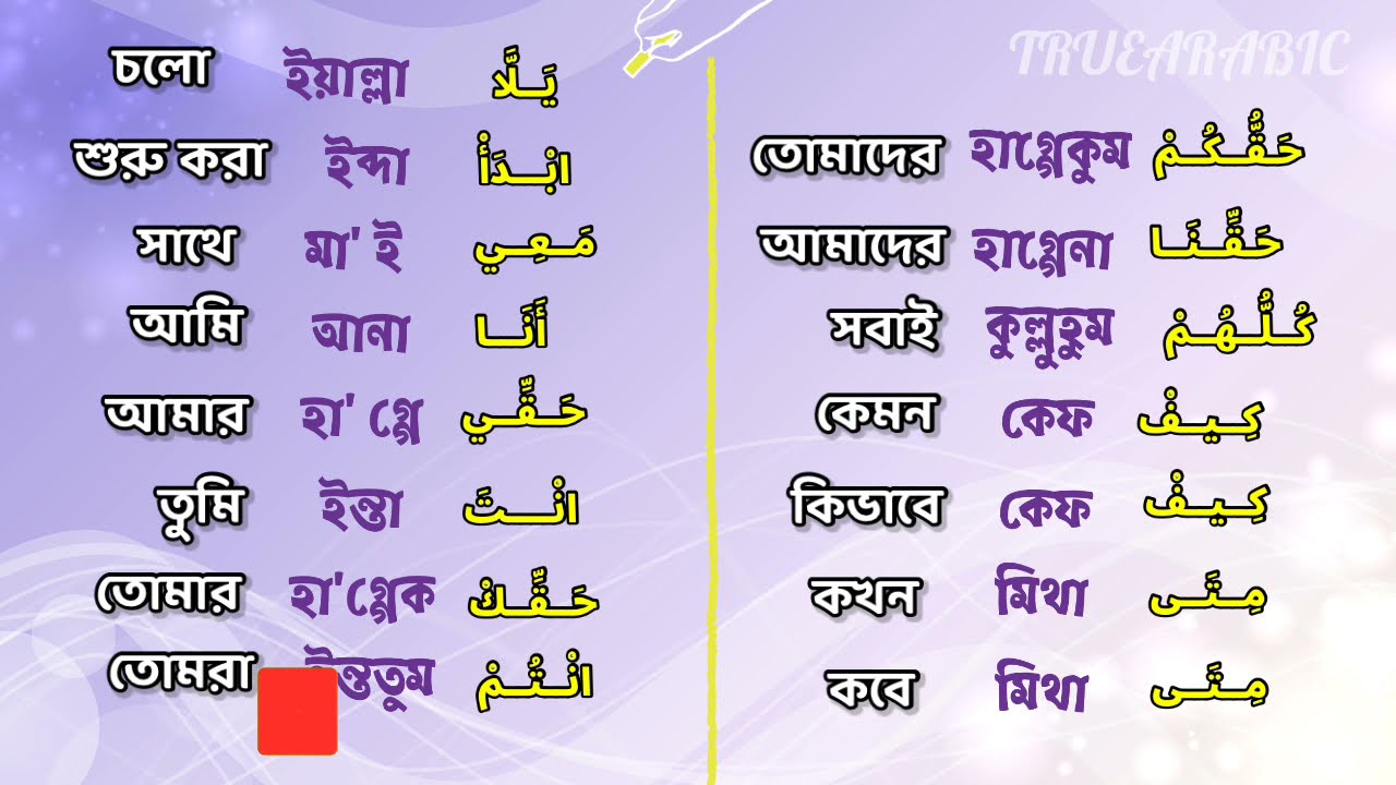 Learn useful Arabic words (part 1) আরবি শব্দ শিখুন |  #learnarabic #speakarabic