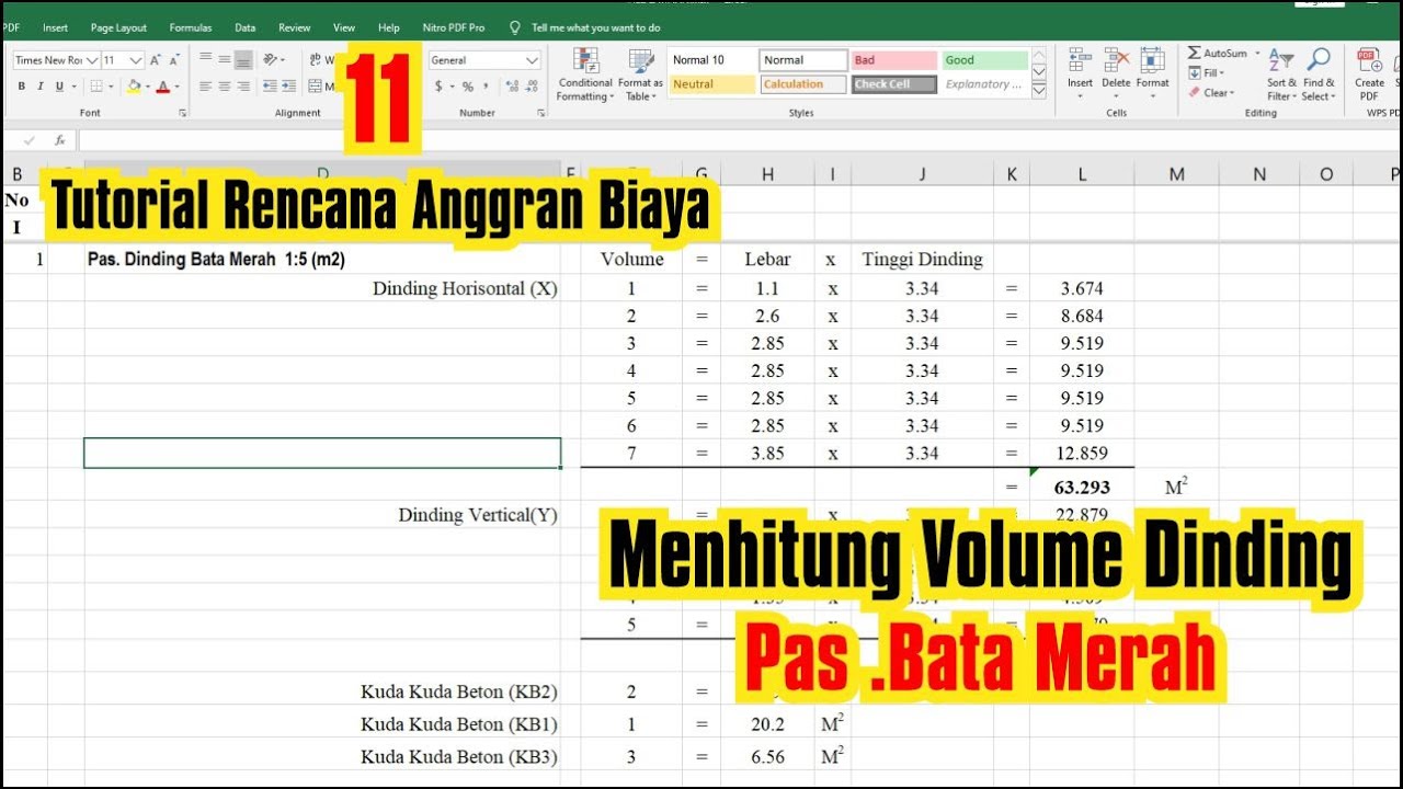 Part 11 Tutorial RAB Menghitung Volume Dinding Bata Merah Bag. 1