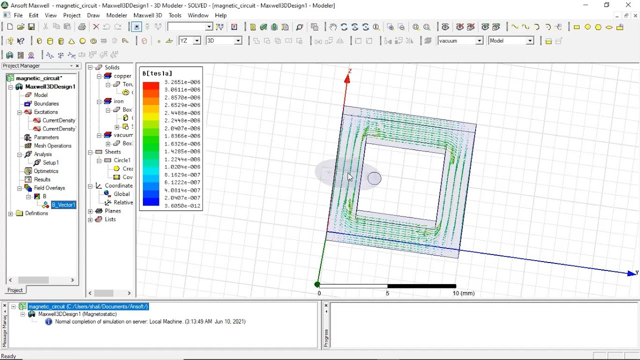 Coil excitation in ANSYS Maxwell software