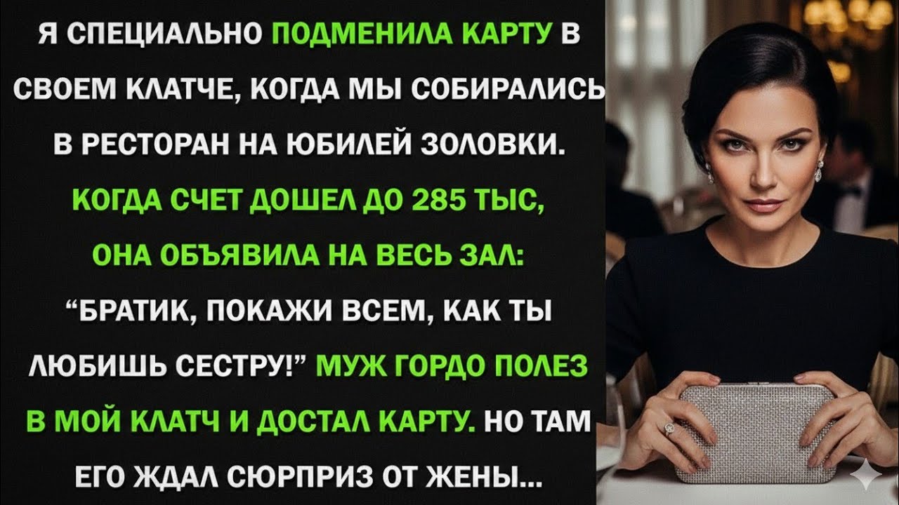 Я подменила карту в клатче перед юбилеем золовки. Счет был 285 тысяч рублей