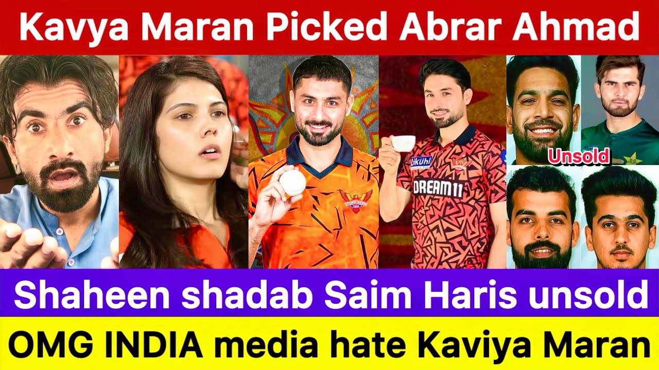 kavya maran picked abrar ahmed pakistan reaction | the hundred auction | haris rauf unsold 