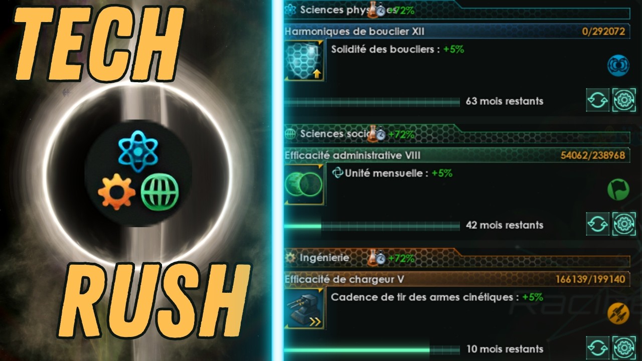 Stellaris : Tuto : Le TECH RUSH en 4.3, comment devenir &Eacute;CRASANT technologiquement ? FR