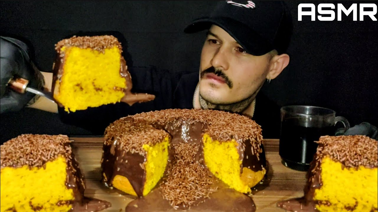 #27 ASMR COMIDA | BOLO VULCÃO DE CENOURA (MUKBANG BRASIL) SONS DE MASTIGAÇÃO | Mateus ASMR.
