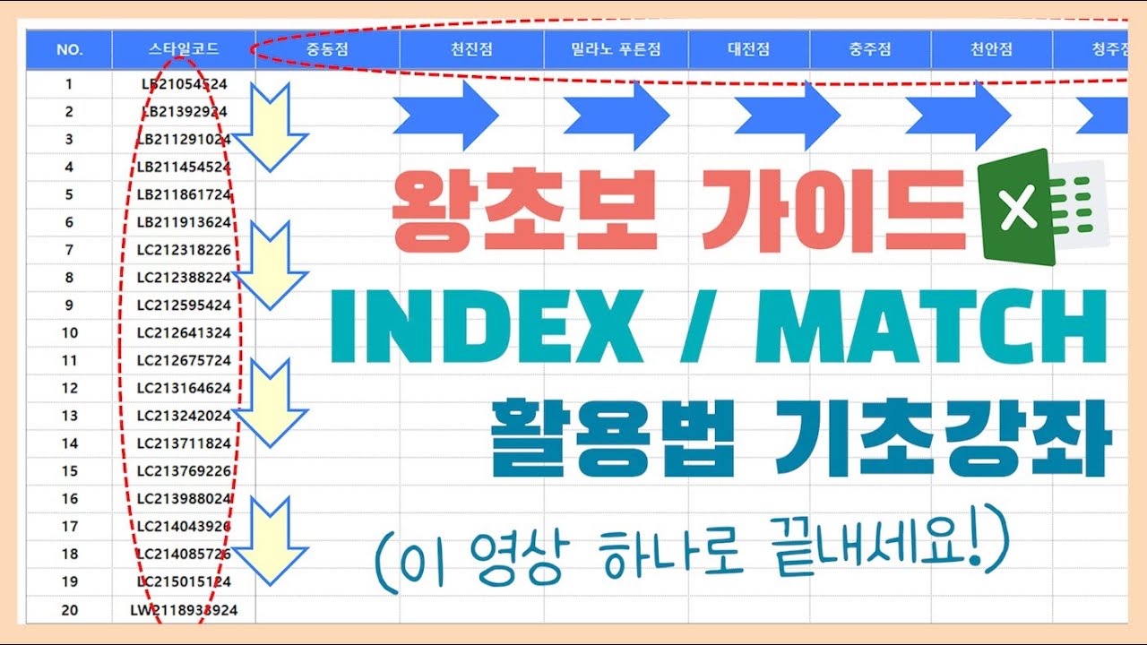 엑셀 이것만_INDEX/MATCH 중첩함수 기초활용 방법 완벽정리!! 이걸로 끝내세요!(제 영상에서 가장 많이 나오는 함수네요~)