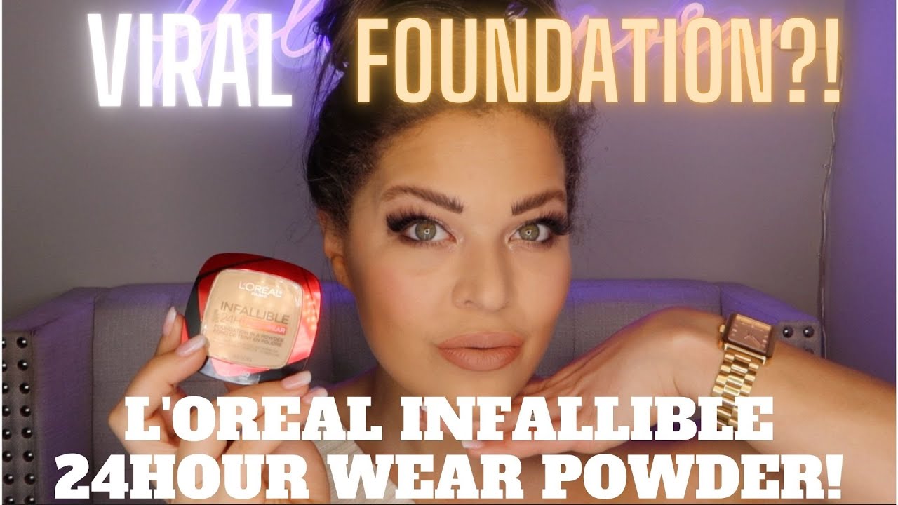 VIRAL TIKTOK FOUNDATION?! L'OREAL POWDER FOUNDATION! WEAR TEST! #lorealinfallible #hollylynora