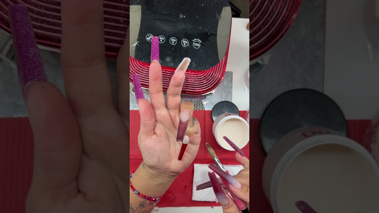 Laying some acrylic down | Lazy girl set encapsulated gel polish | bling and charms 