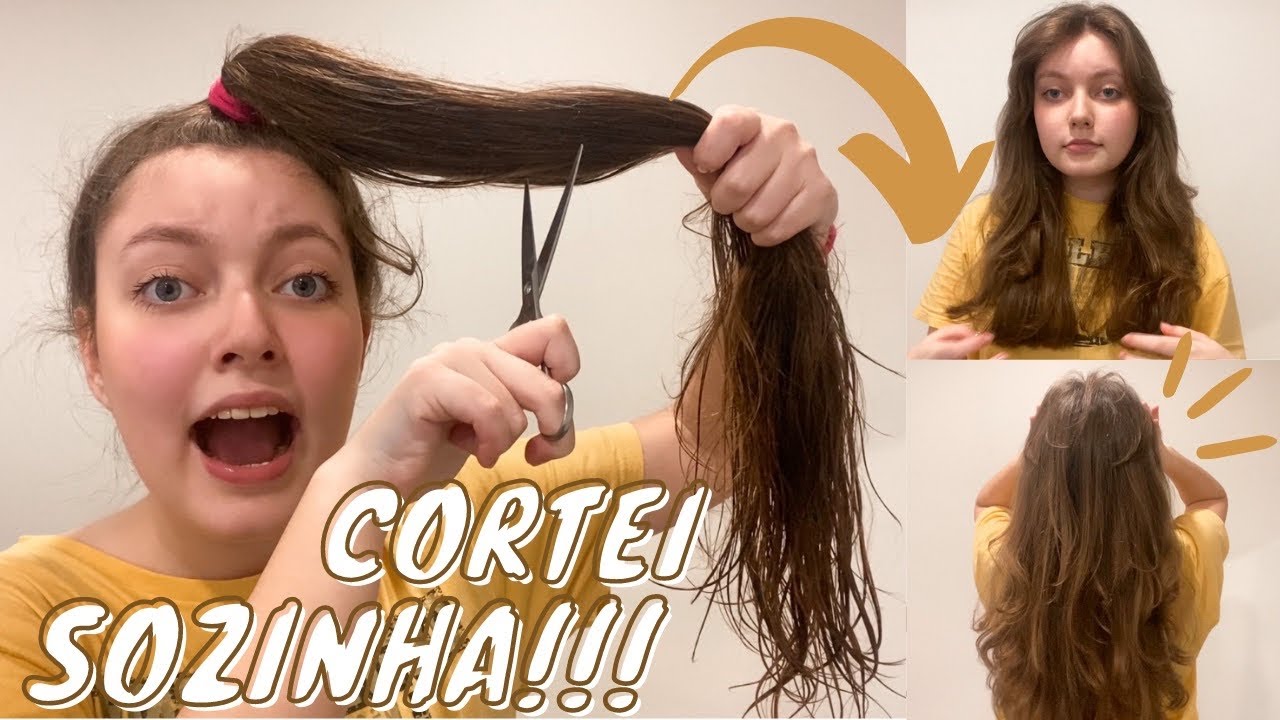 COMO CORTAR O CABELO SOZINHA - SURTO DE QUARENTENA (corte repicado + franja curtain bangs)