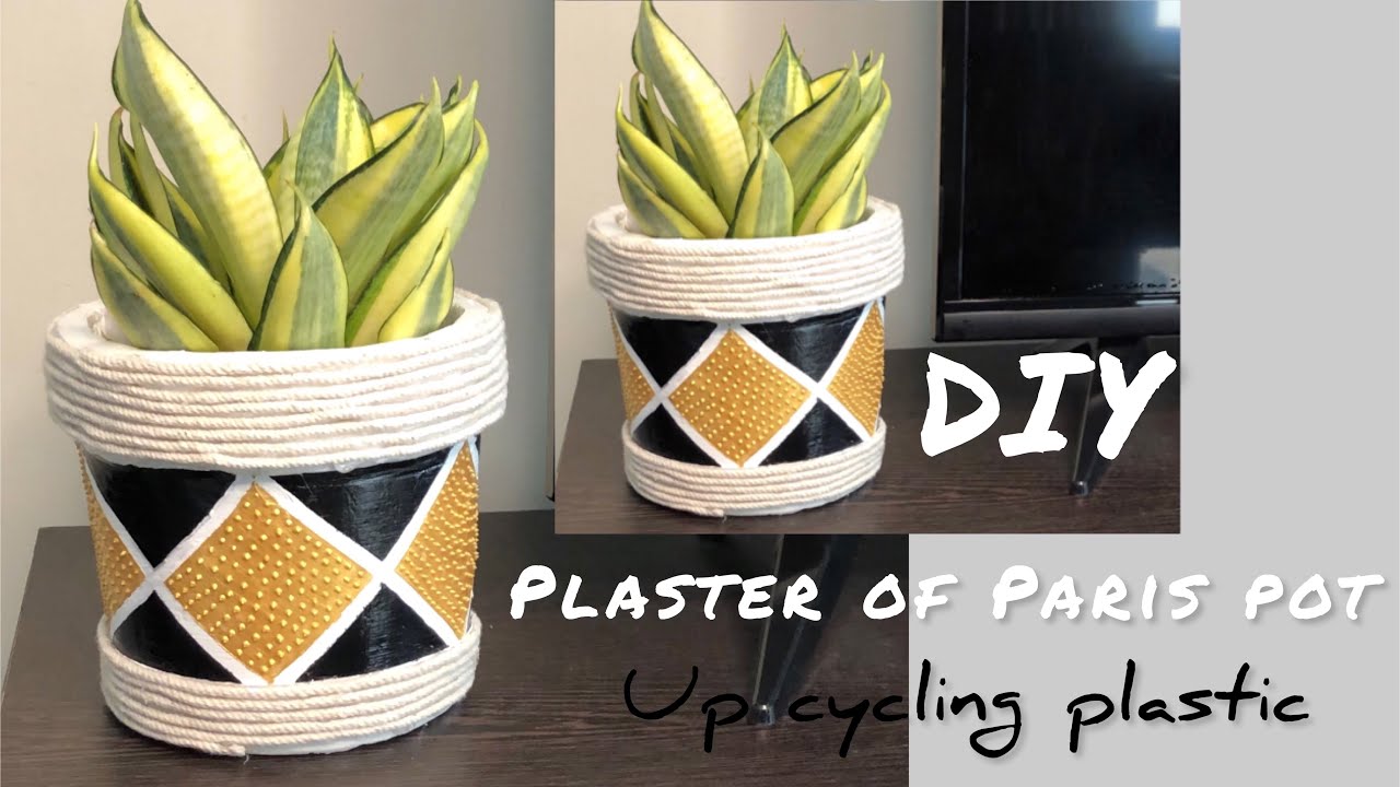 DIY PLASTER OF PARIS PLANT POT UPCYCLING PLASTIC | BEST OUT OF PLASTIC | INDOOR PLANT POT MAKING