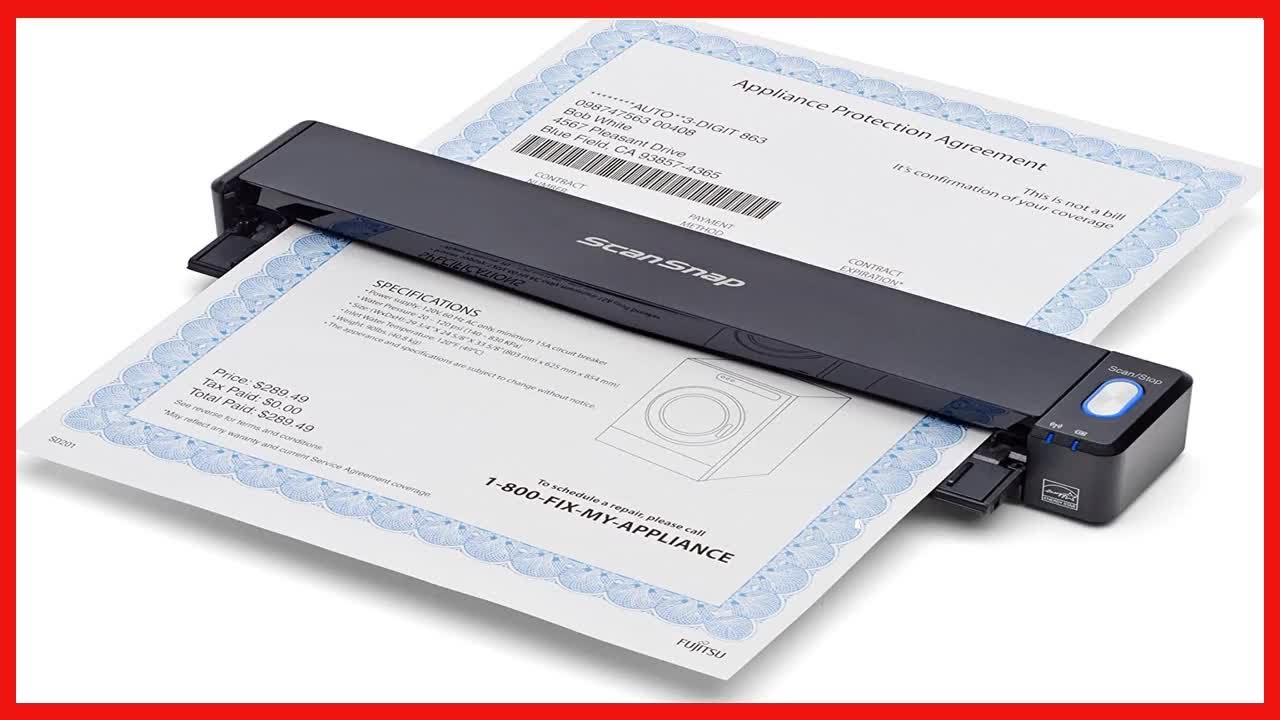 Fujitsu ScanSnap iX100 Wireless Mobile Portable Scanner for Mac or PC, Black
