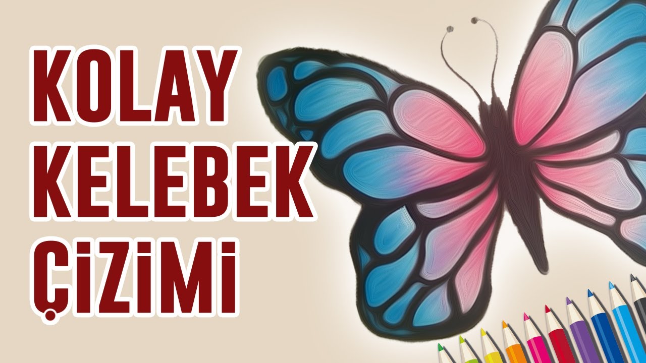 KOLAY KELEBEK ÇİZİMİ ! (KURU BOYA) EASY BUTTERFLY DRAW ! (COLOR PENCIL)