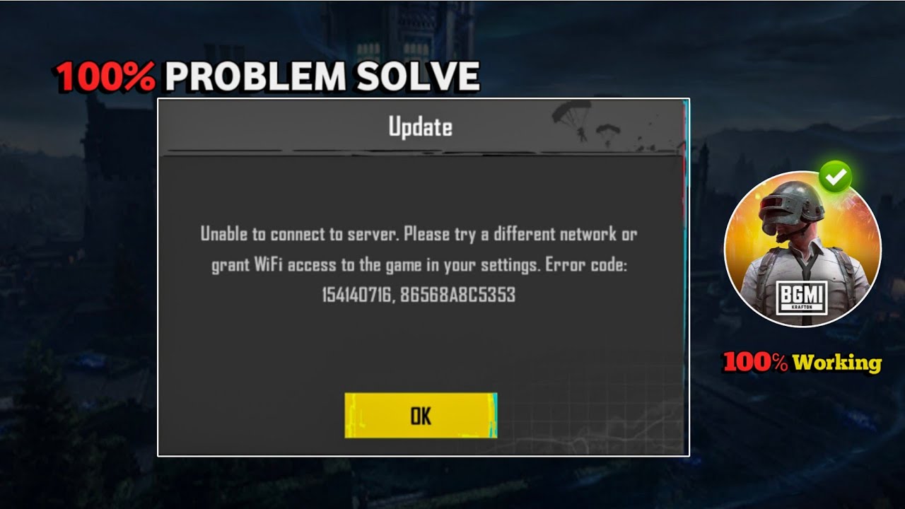 🤩 Unable to connect to server. Please try a different network or grant WiFi || Bgmi login problem