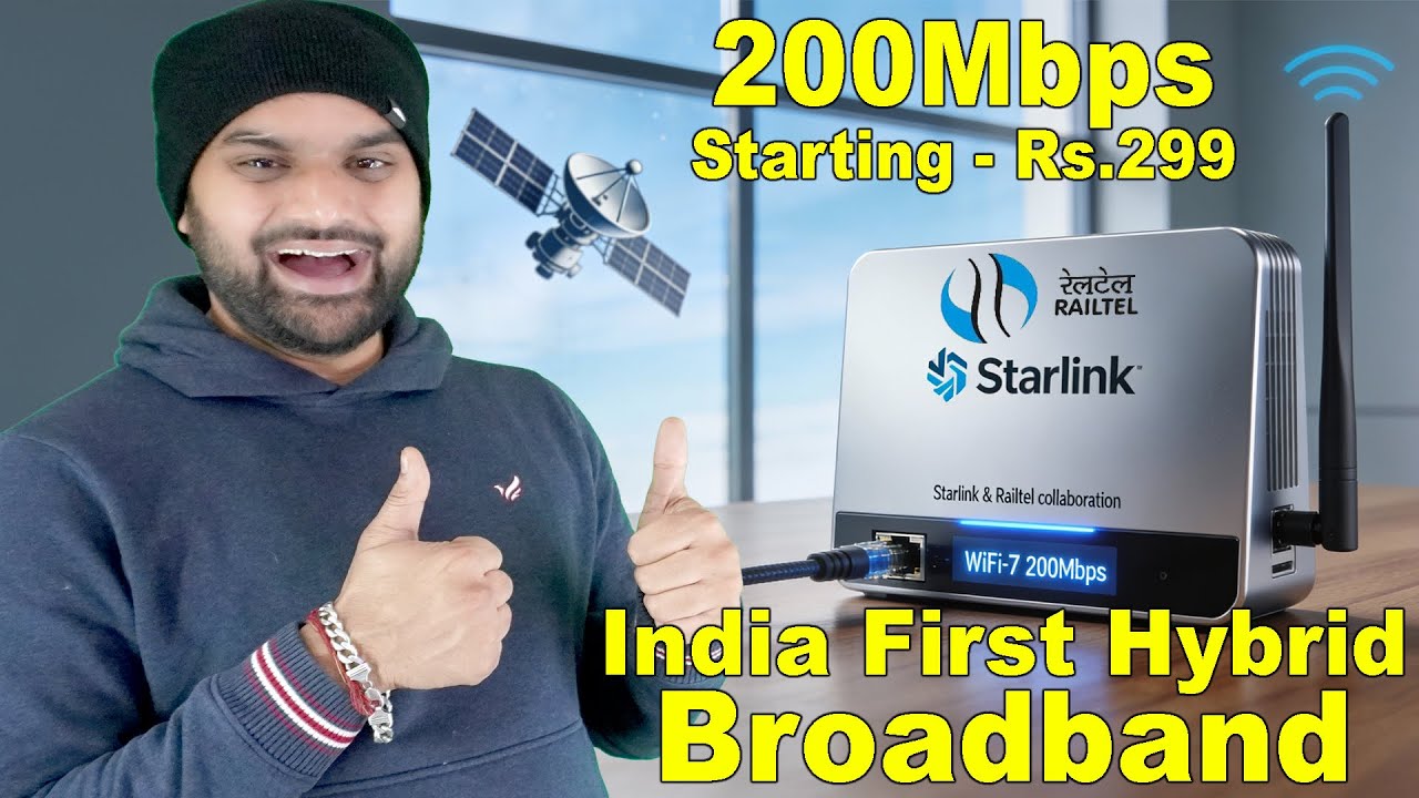 India First Hybrid Broadband (Fiber+Satellite) | RailTel + Starlink Explained 🇮🇳