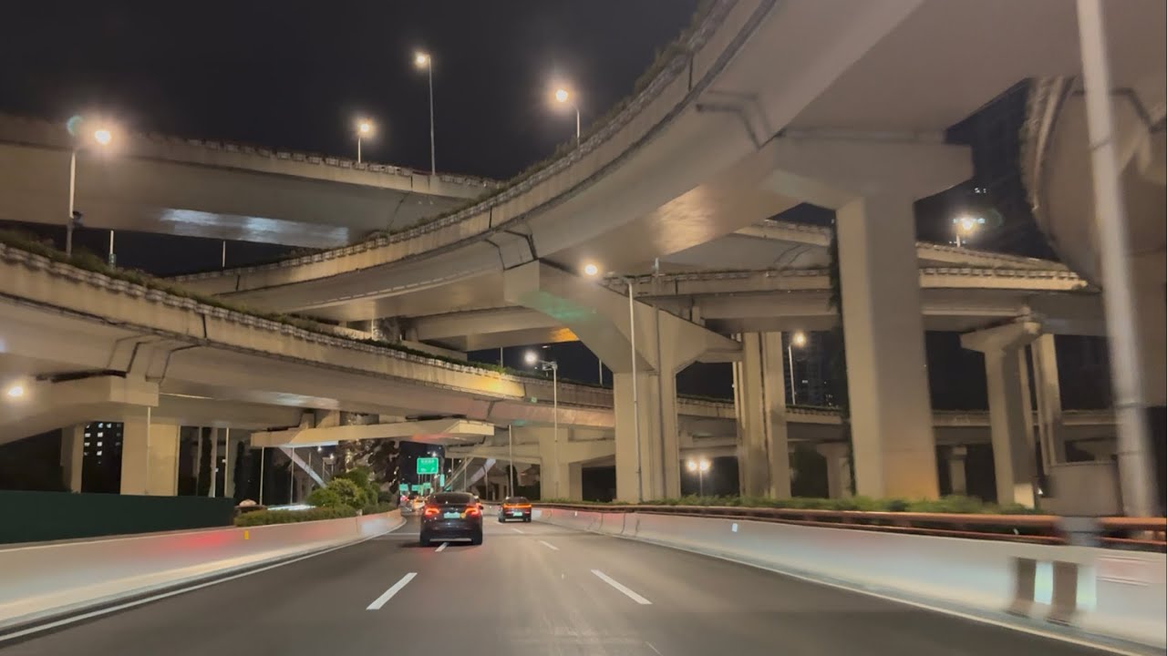 Shanghai driving tours Yan&rsquo;an Expressway Eastbound midnight June 19th 2025