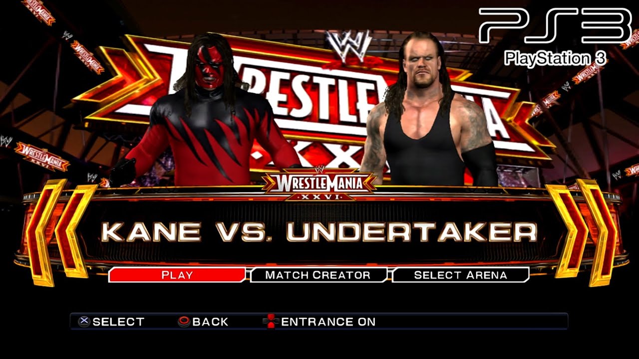 WWE SmackDown VS Raw 2011 PS3 - Kane (Masked) VS Undertaker - Rematch [2K][mClassic]