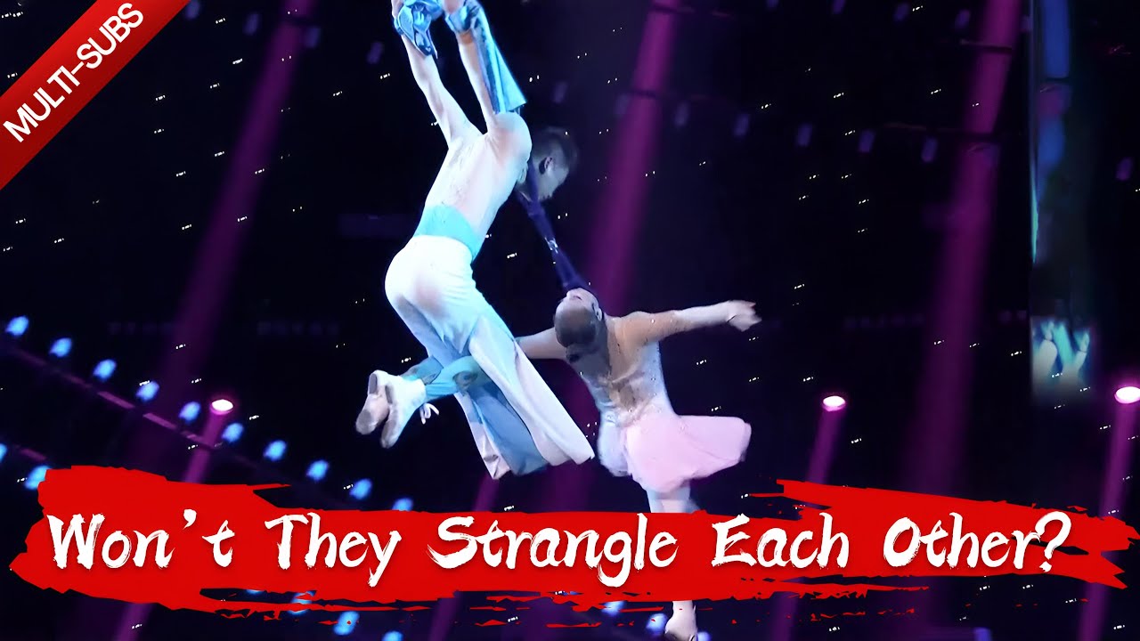 Aerial silk performers present gravity-defying stunt | Amazing Chinese