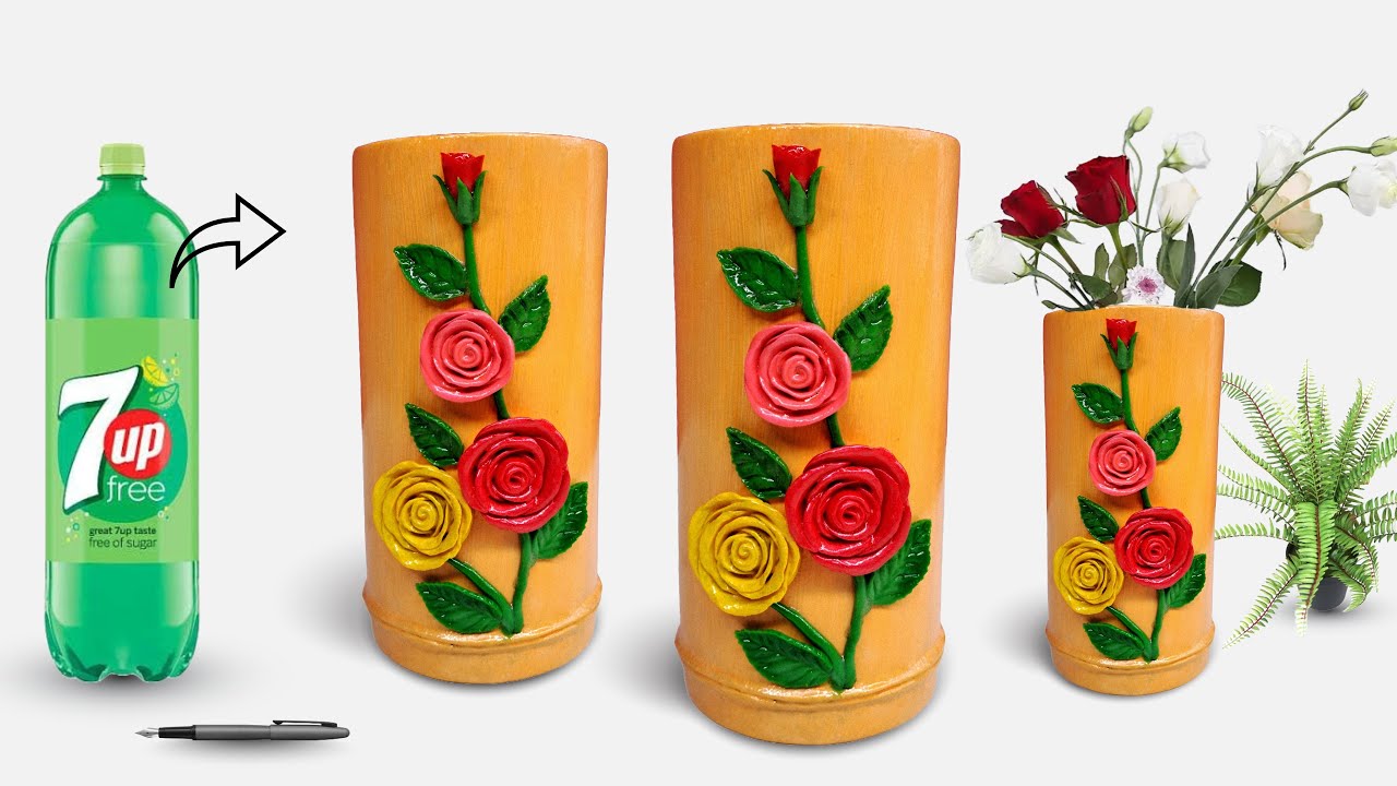 Flower vase making with recycled plastic bottle / indoor tree planter making at home / tutorials