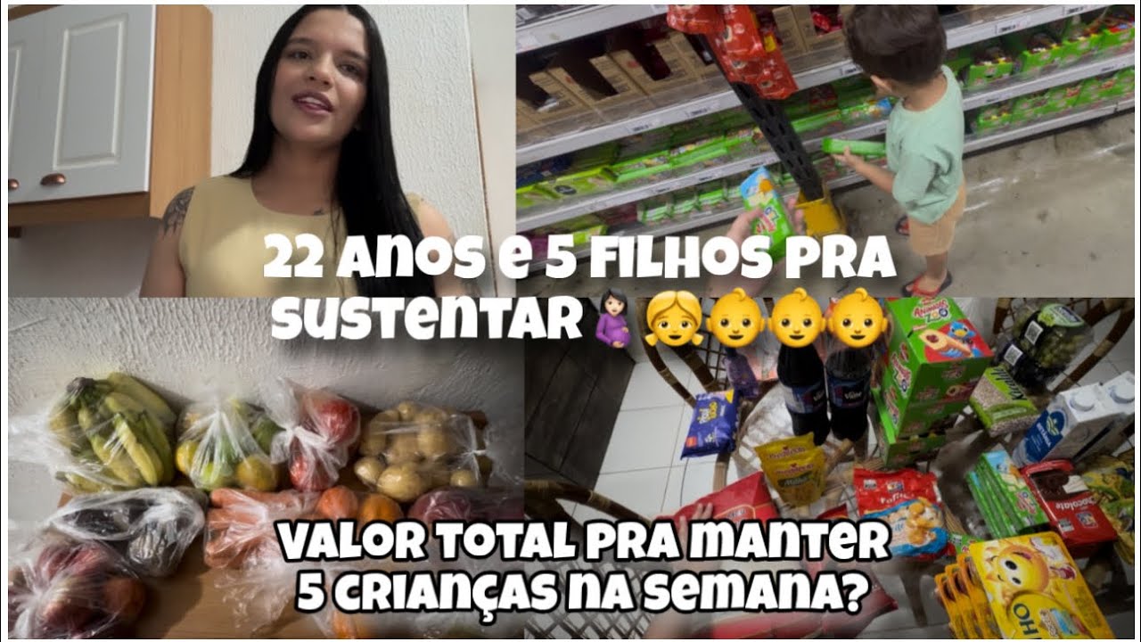 •QUANTO EU GASTO NA SEMANA PARA ALIMENTAR MEUS 5 FILHOS? MÃE DE 5 AOS 22 ANOS! 🛒🛍️🤱💪