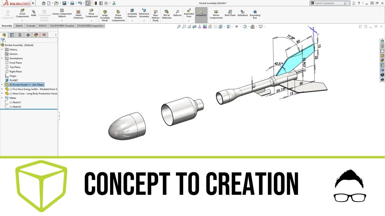 SOLIDWORKS TUTORIAL - Concept to Creation Webinar - Rocket Design