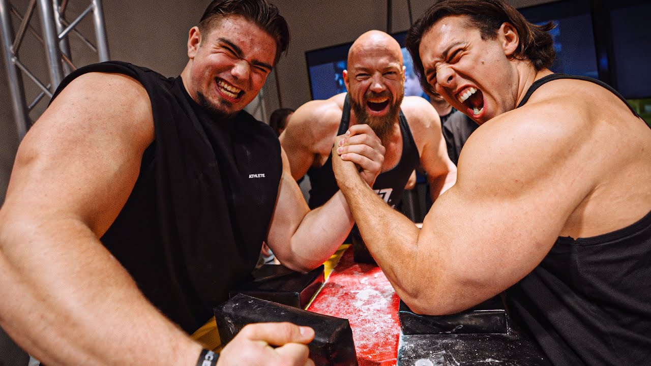 Fibo Armwrestling gegen Vadim Brik❗️mit der Gummibärenbande und Paul Unterleitner