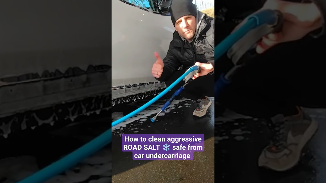 How to clean aggressive ROAD SALT ❄️ safe from car undercarriage in the winter #howto #carwash #car