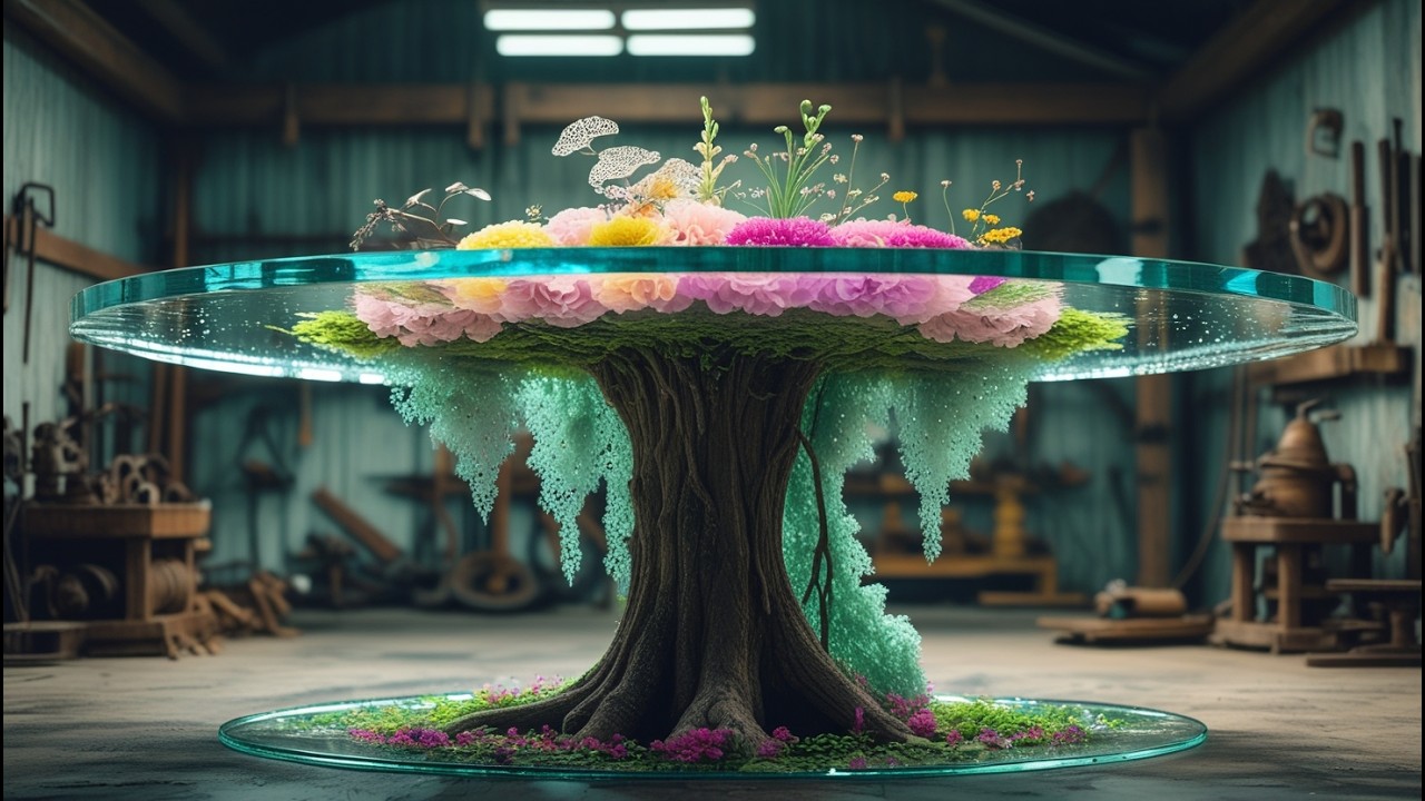 She Dreamed of an Eternal Garden So I ...Diy A Flower Forest Epoxy Resin Table with Rotten Wood