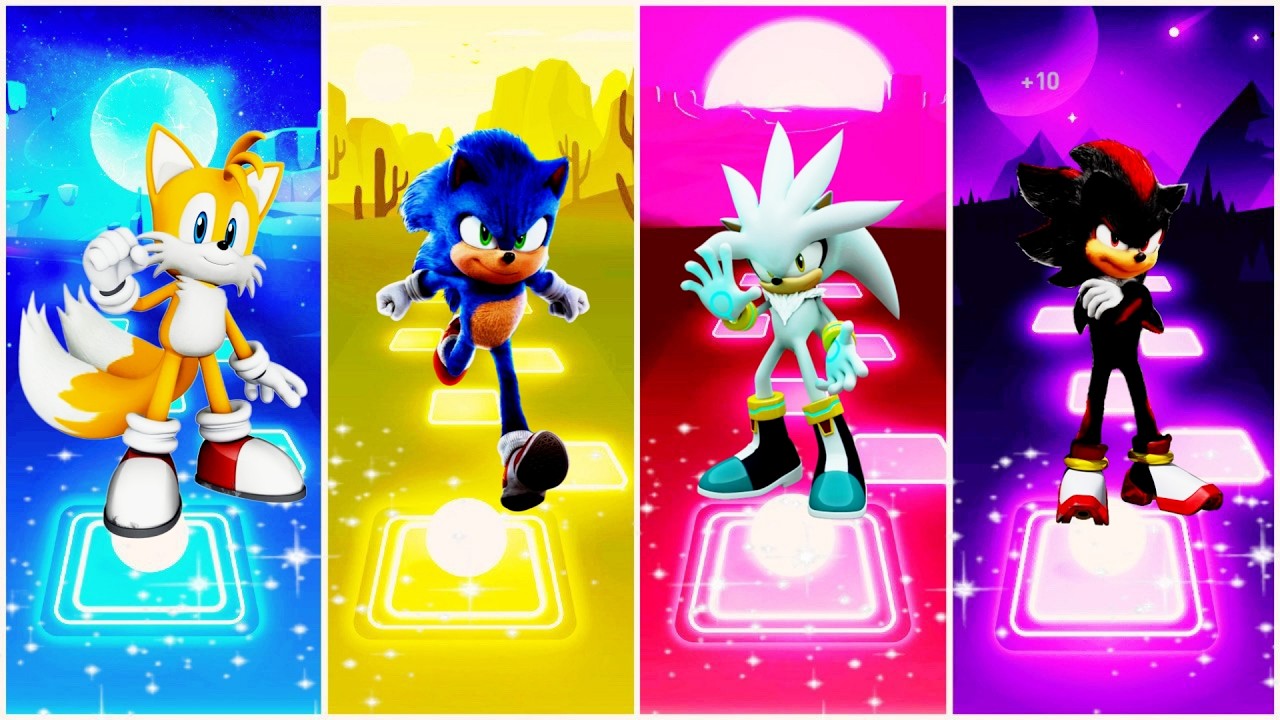 Tails 🆚 Sonic the Hedgehog 🆚 Silver the Hedgehog 🆚 Shadow the Hedgehog| Tiles Hop EDM Rush
