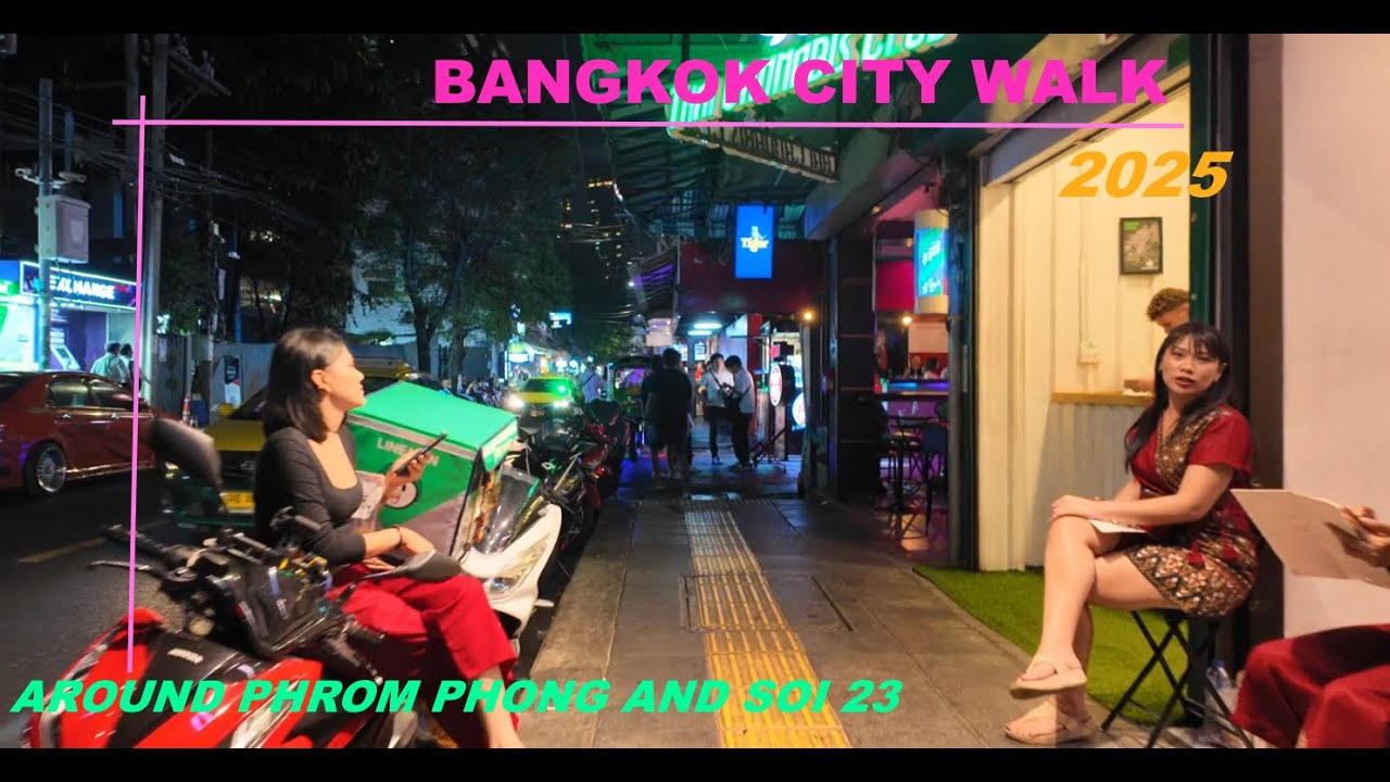 🇹🇭 Bangkok Walking Tour Sukhumvit Rd. Phrom Phong - Soi 23, City Walk at Night