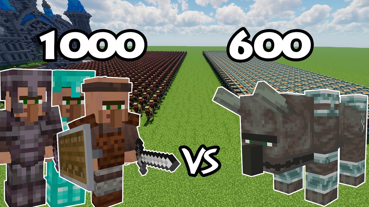 1000 Guard Villager Diamond & Netherite Vs 600 Ravager | Minecraft