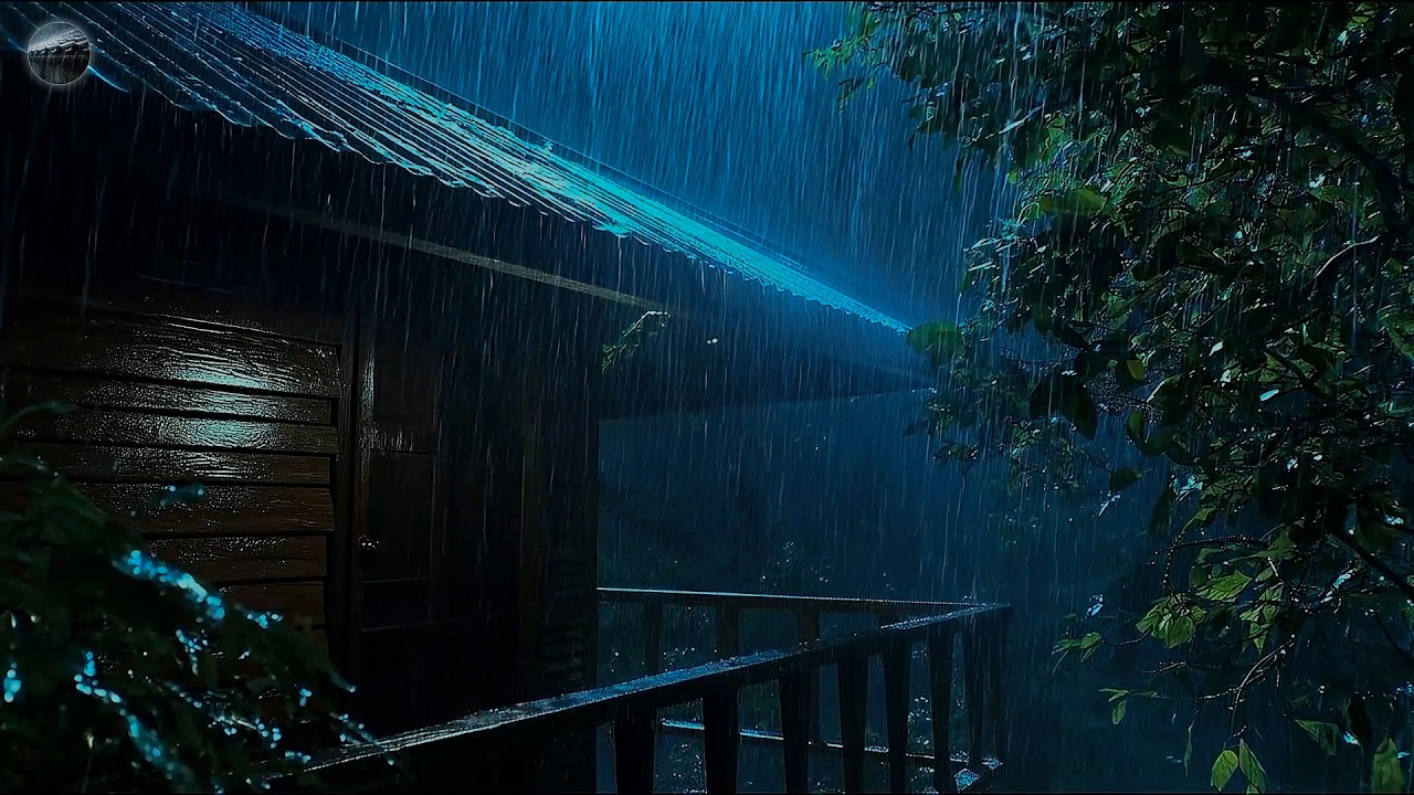 Sleep Instantly in Farm Tent with Heavy Rain & Fierce Thunder on a Tin Roof in Rainforest at Night⚡