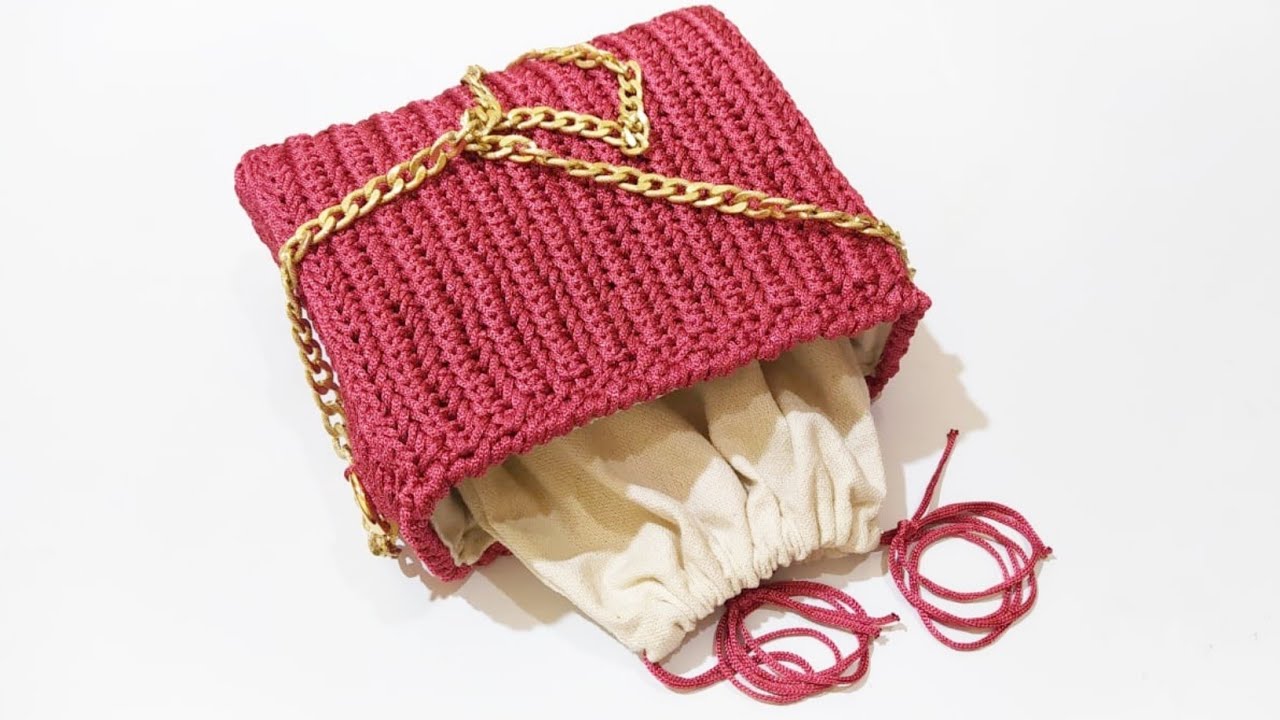 طريقه عمل  البطانه الكيس بأسهل طريقه(البطانه المنفصله)  /heringbonelinked half double crochet stitch