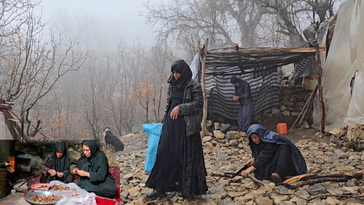Nomadic Cave Life in Iran | Surviving a Rainy Day in the Mountains 🌧️🏔️